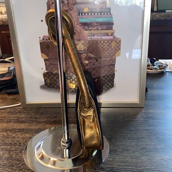 Carlos Falchi Black Suede Gold Interior Evening Bag NWOT - Picture 4 of 8